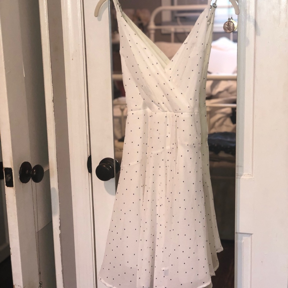 adorable chiffon polka dot wrap dress